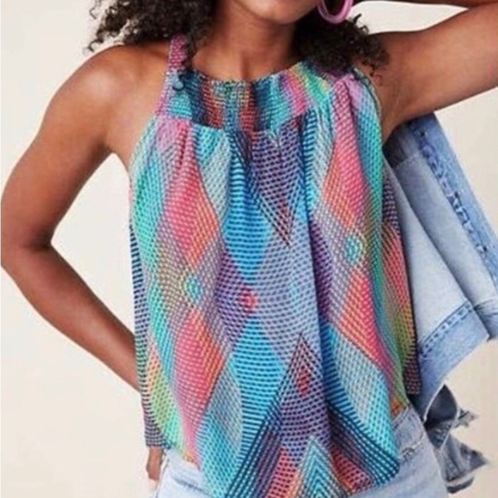 Anthropologie Conditions Apply Colorful Sleeveless Blouse - L - NWT